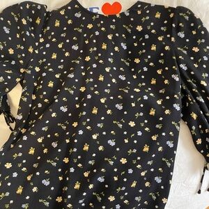 Reformation Black Floral Blouse